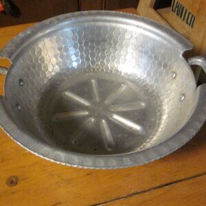vtg forged aluminum 8 in serving bowl with handles cottage core